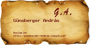 Günsberger András névjegykártya